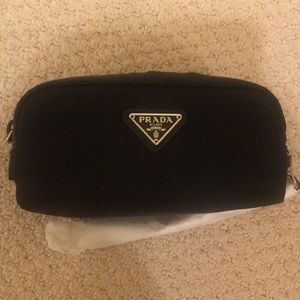 Nylon Prada wristlet cosmetic pouch